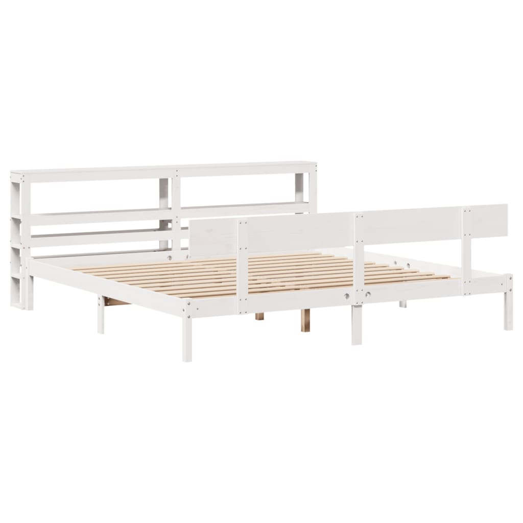 Bedframe zonder matras massief grenenhout wit 200x200 cm