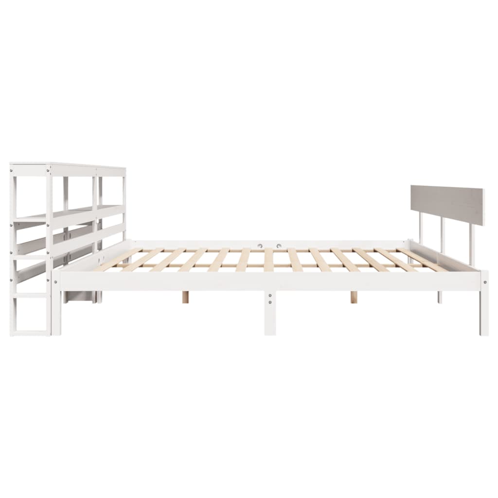 Bedframe zonder matras massief grenenhout wit 200x200 cm