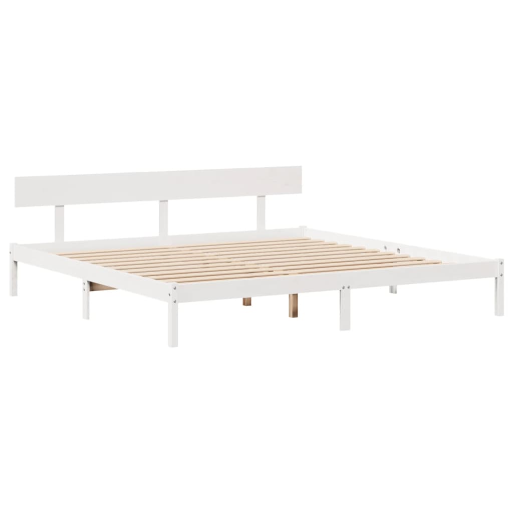 Bedframe zonder matras massief grenenhout wit 200x200 cm