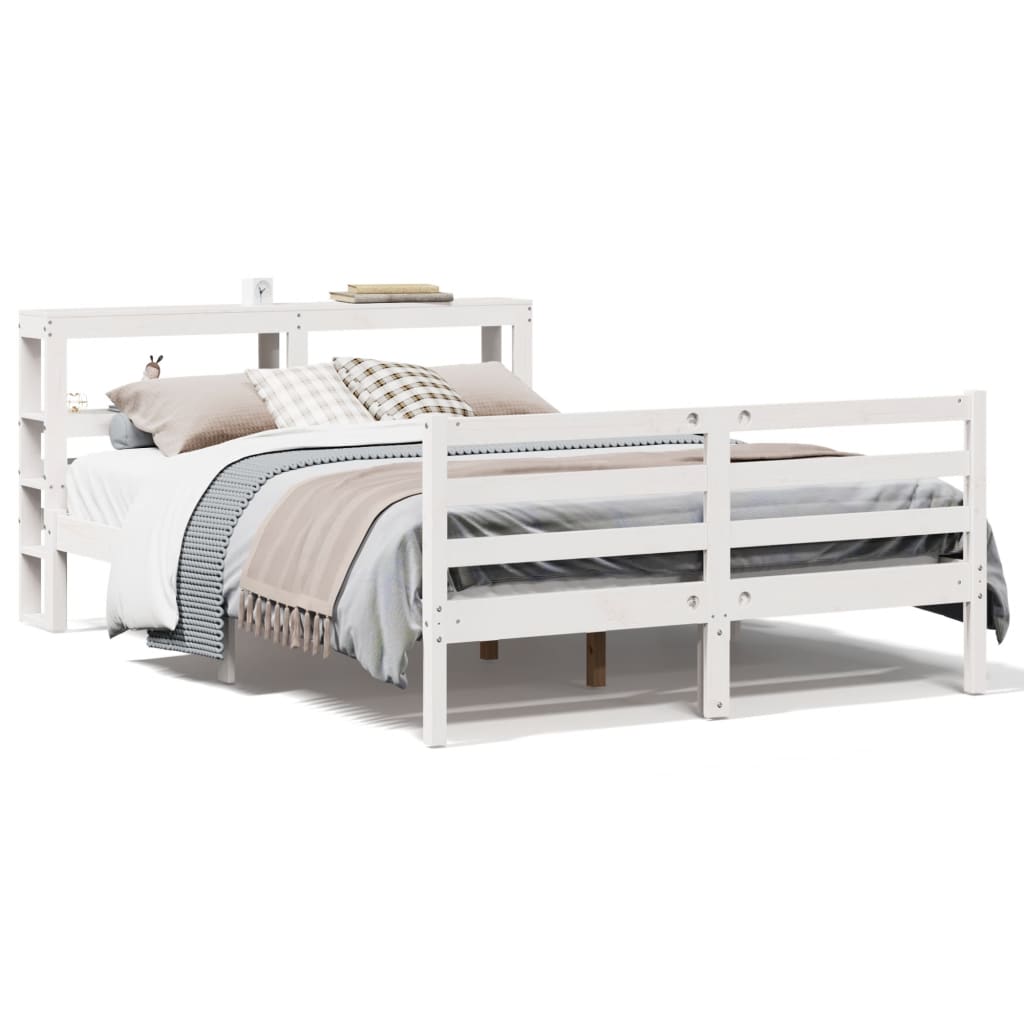 Bedframe zonder matras massief grenenhout wit 120x190 cm