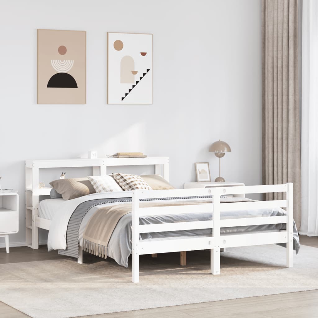 Bedframe zonder matras massief grenenhout wit 135x190 cm Bedden & bedframes | Creëer jouw Trendy Thuis | Gratis bezorgd & Retour | Trendy.nl