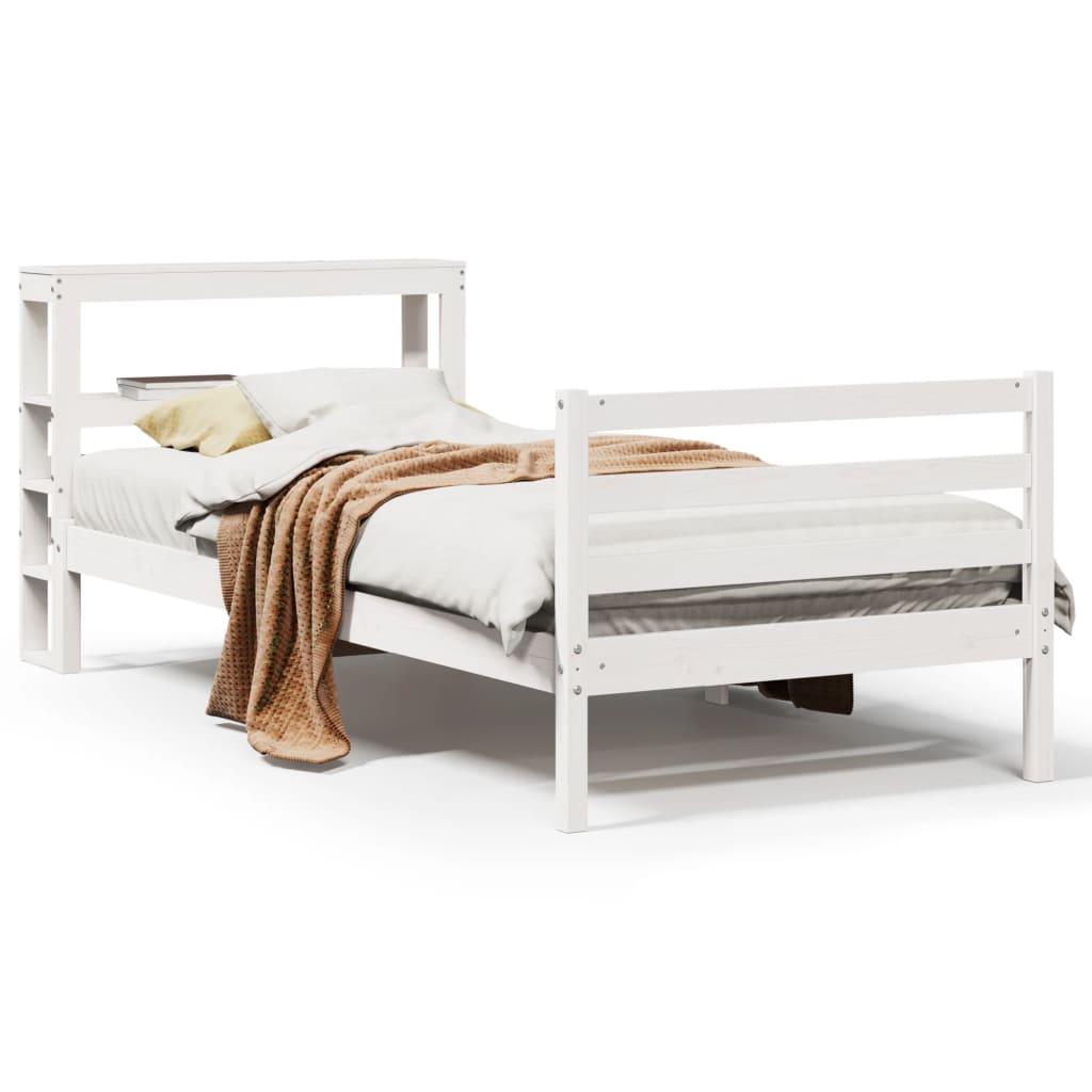 Bedframe zonder matras massief grenenhout wit 90x200 cm