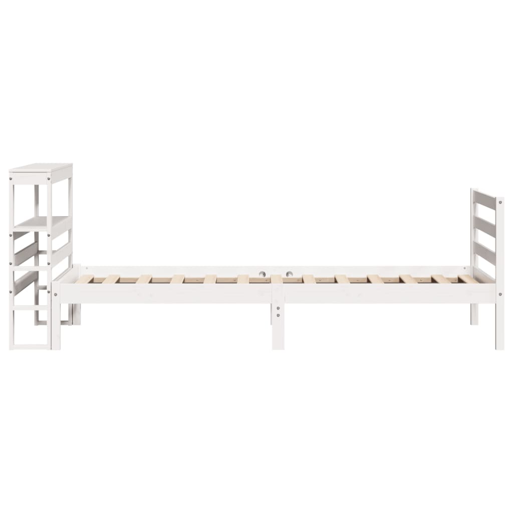 Bedframe zonder matras massief grenenhout wit 90x200 cm