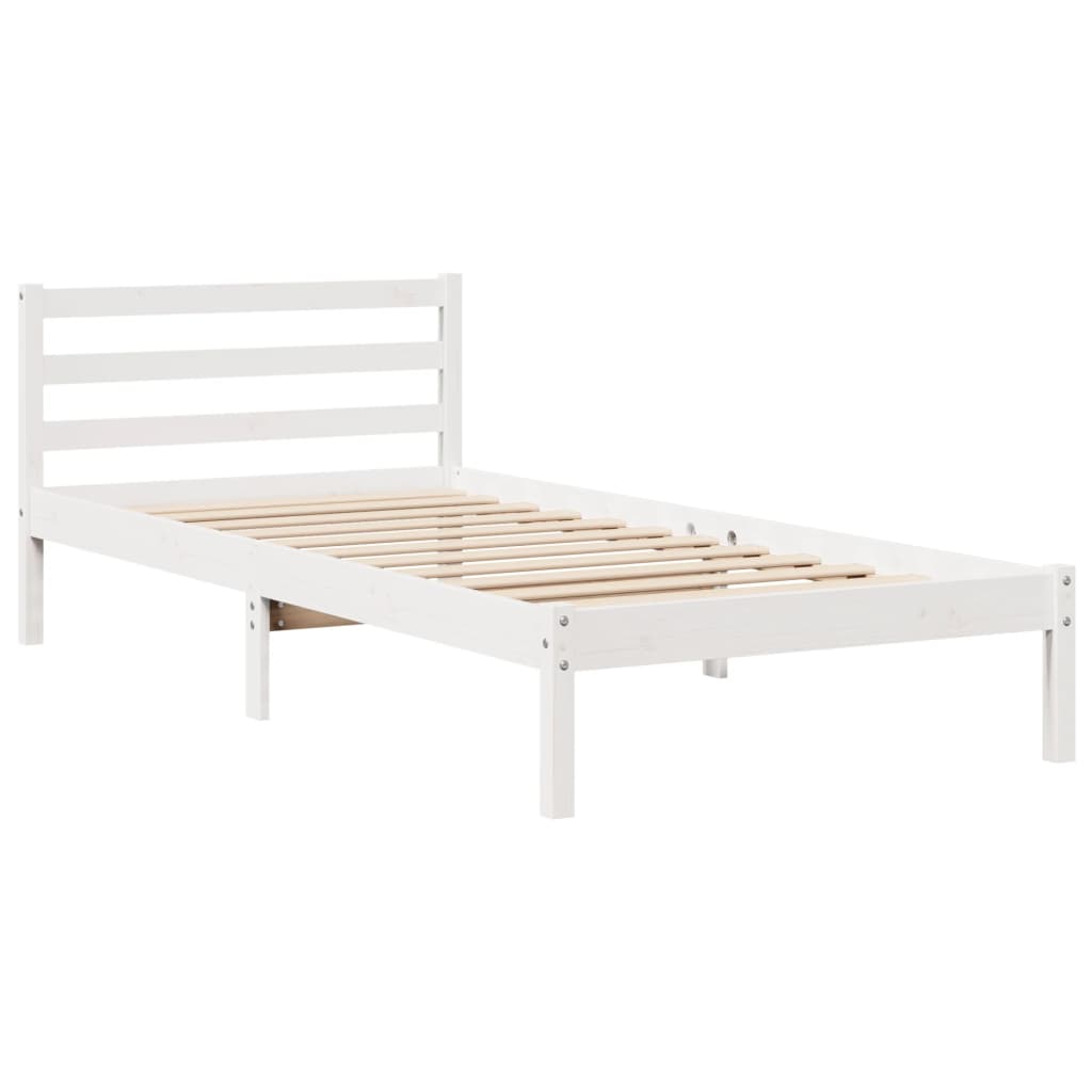 Bedframe zonder matras massief grenenhout wit 90x200 cm