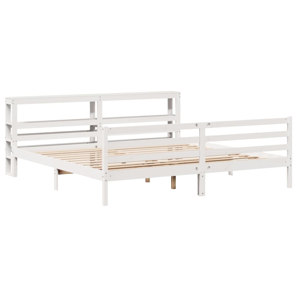 Bedframe zonder matras massief grenenhout wit 200x200 cm Bedden & bedframes | Creëer jouw Trendy Thuis | Gratis bezorgd & Retour | Trendy.nl