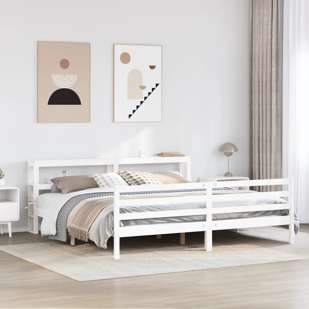 Bedframe zonder matras massief grenenhout wit 200x200 cm Bedden & bedframes | Creëer jouw Trendy Thuis | Gratis bezorgd & Retour | Trendy.nl