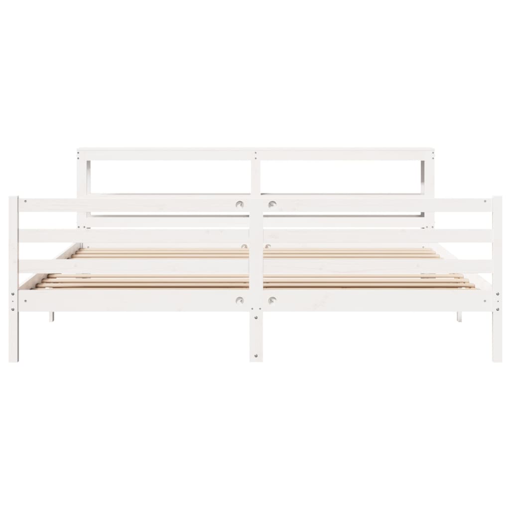 Bedframe zonder matras massief grenenhout wit 200x200 cm Bedden & bedframes | Creëer jouw Trendy Thuis | Gratis bezorgd & Retour | Trendy.nl