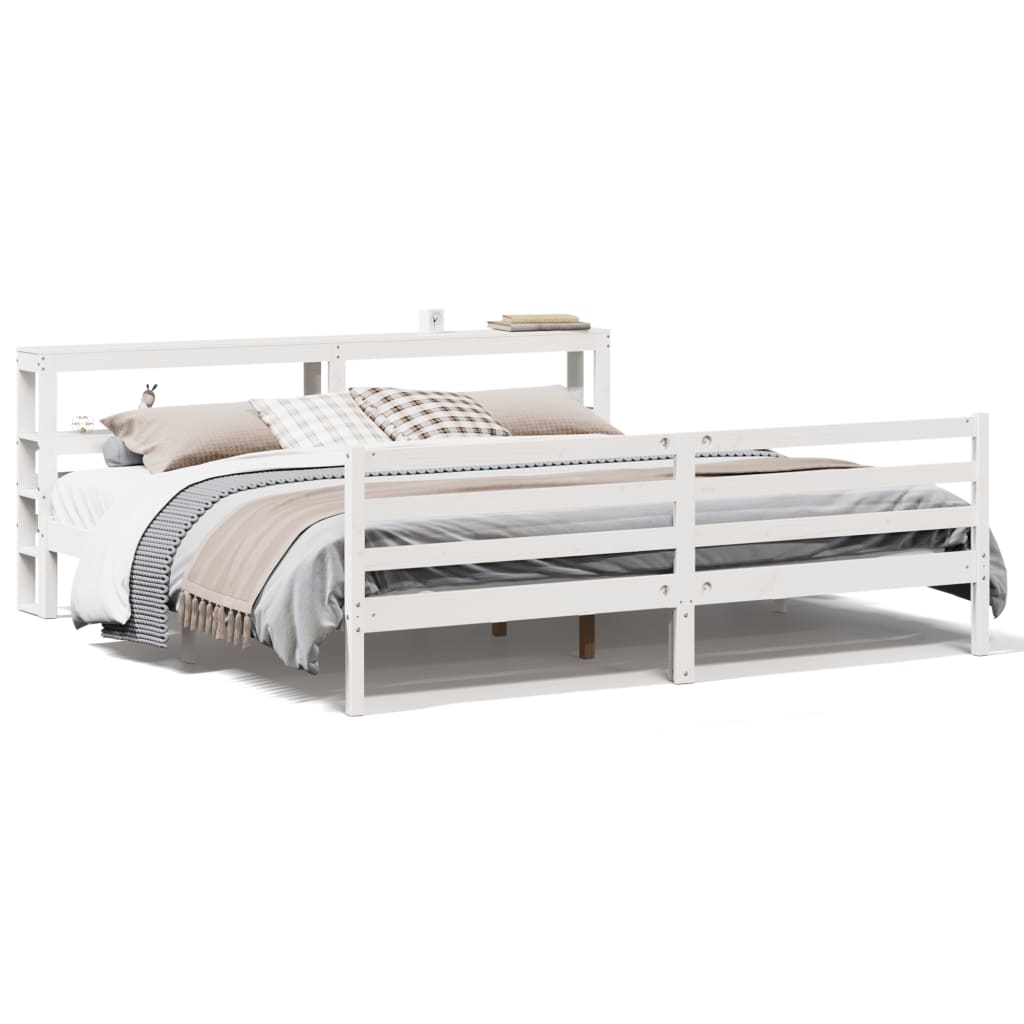 Bedframe zonder matras massief grenenhout wit 200x200 cm Bedden & bedframes | Creëer jouw Trendy Thuis | Gratis bezorgd & Retour | Trendy.nl