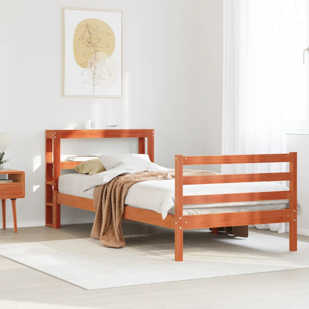 Bedframe zonder matras massief grenenhout wasbruin 90x190 cm Bedden & bedframes | Creëer jouw Trendy Thuis | Gratis bezorgd & Retour | Trendy.nl