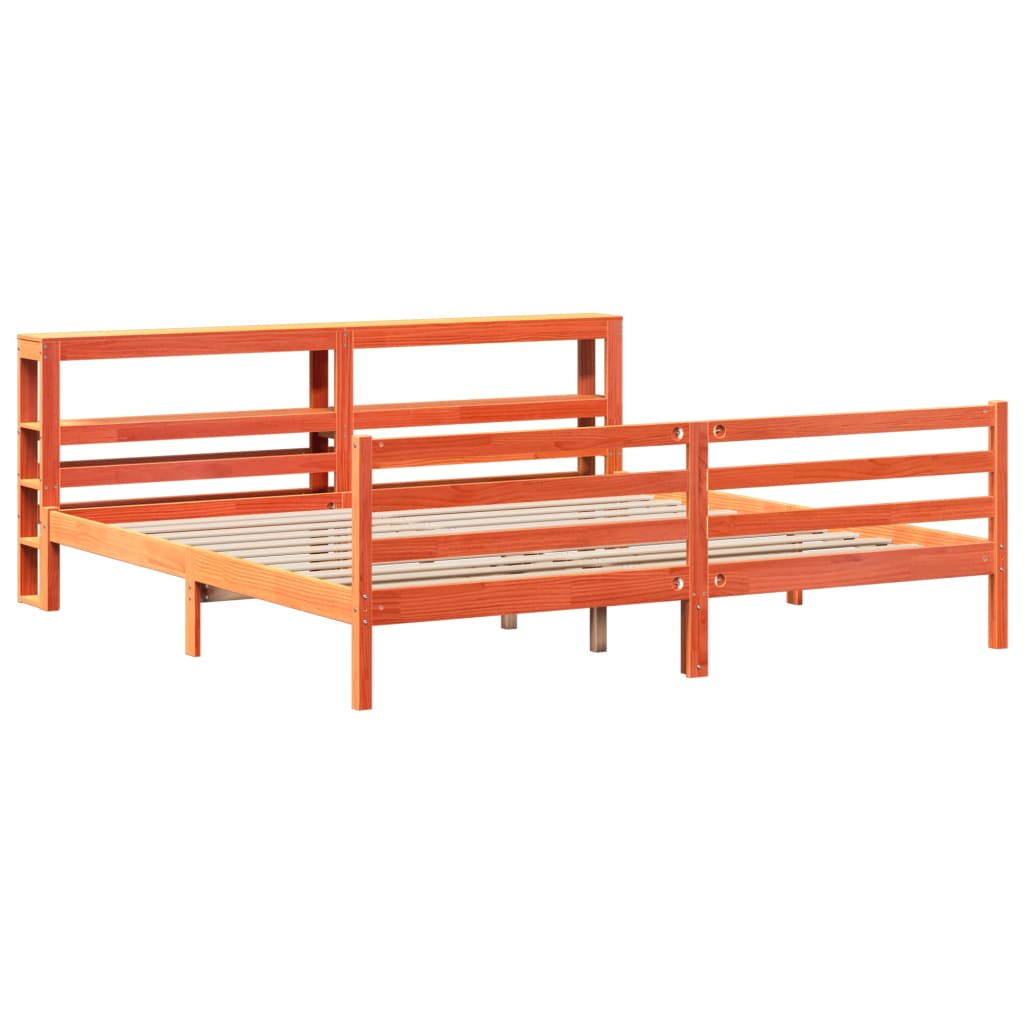 Bedframe zonder matras massief grenenhout wasbruin 180x200 cm Bedden & bedframes | Creëer jouw Trendy Thuis | Gratis bezorgd & Retour | Trendy.nl