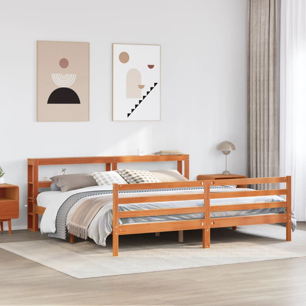 Bedframe zonder matras massief grenenhout wasbruin 180x200 cm Bedden & bedframes | Creëer jouw Trendy Thuis | Gratis bezorgd & Retour | Trendy.nl