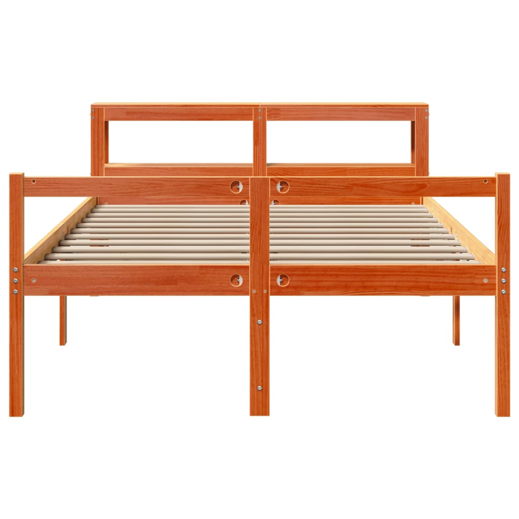 Bedframe met hoofdbord massief grenenhout wasbruin 150x200 cm Bedden & bedframes | Creëer jouw Trendy Thuis | Gratis bezorgd & Retour | Trendy.nl