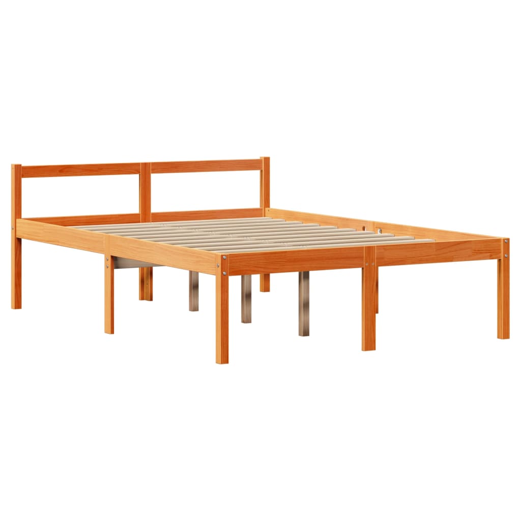 Bedframe met hoofdbord massief grenenhout wasbruin 150x200 cm Bedden & bedframes | Creëer jouw Trendy Thuis | Gratis bezorgd & Retour | Trendy.nl