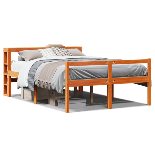 Bedframe met hoofdbord massief grenenhout wasbruin 150x200 cm Bedden & bedframes | Creëer jouw Trendy Thuis | Gratis bezorgd & Retour | Trendy.nl