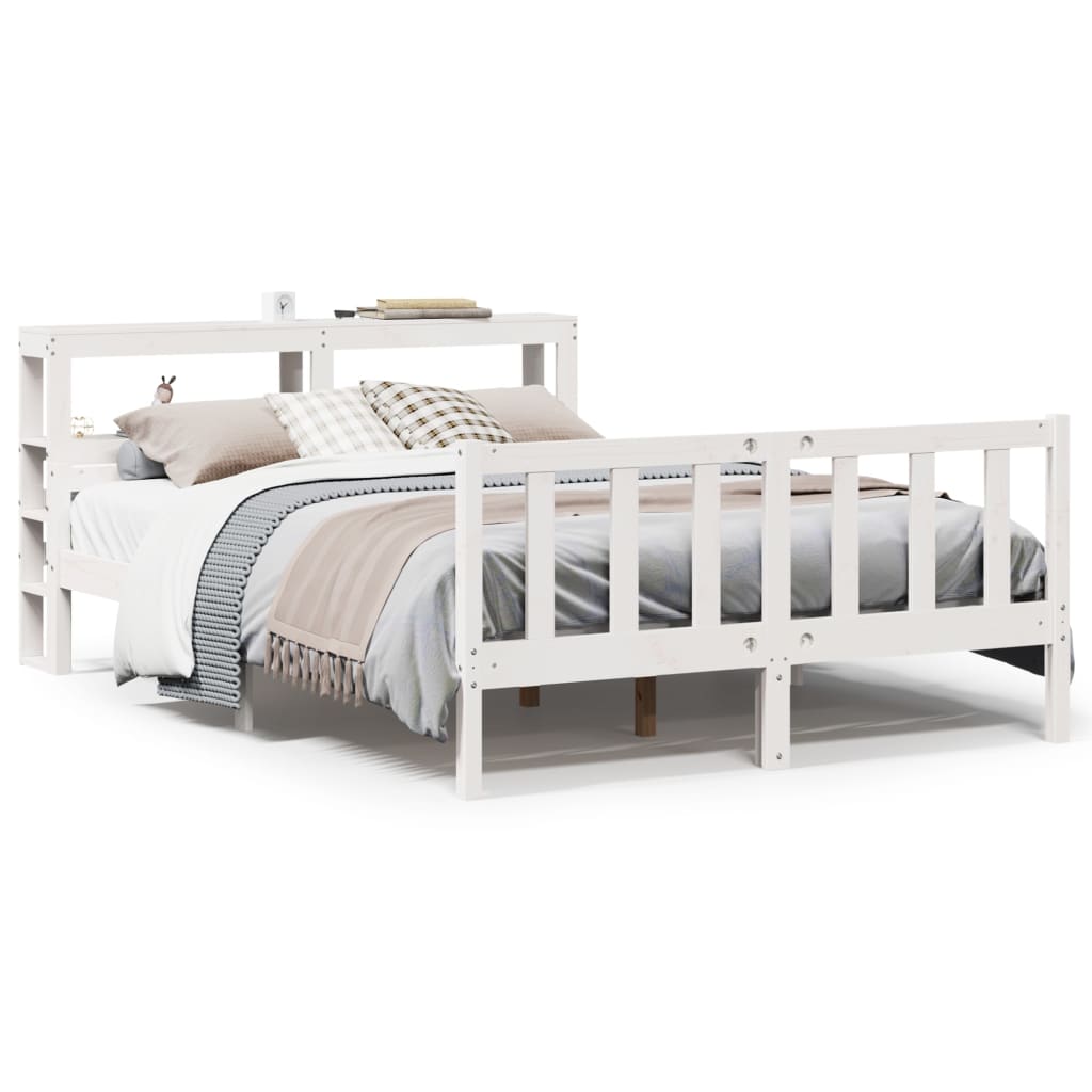 Bedframe zonder matras massief grenenhout wit 160x200 cm