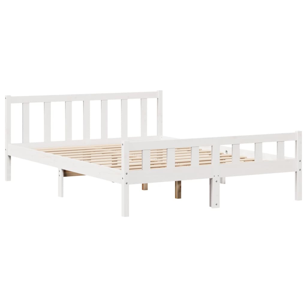 Bedframe zonder matras massief grenenhout wit 160x200 cm