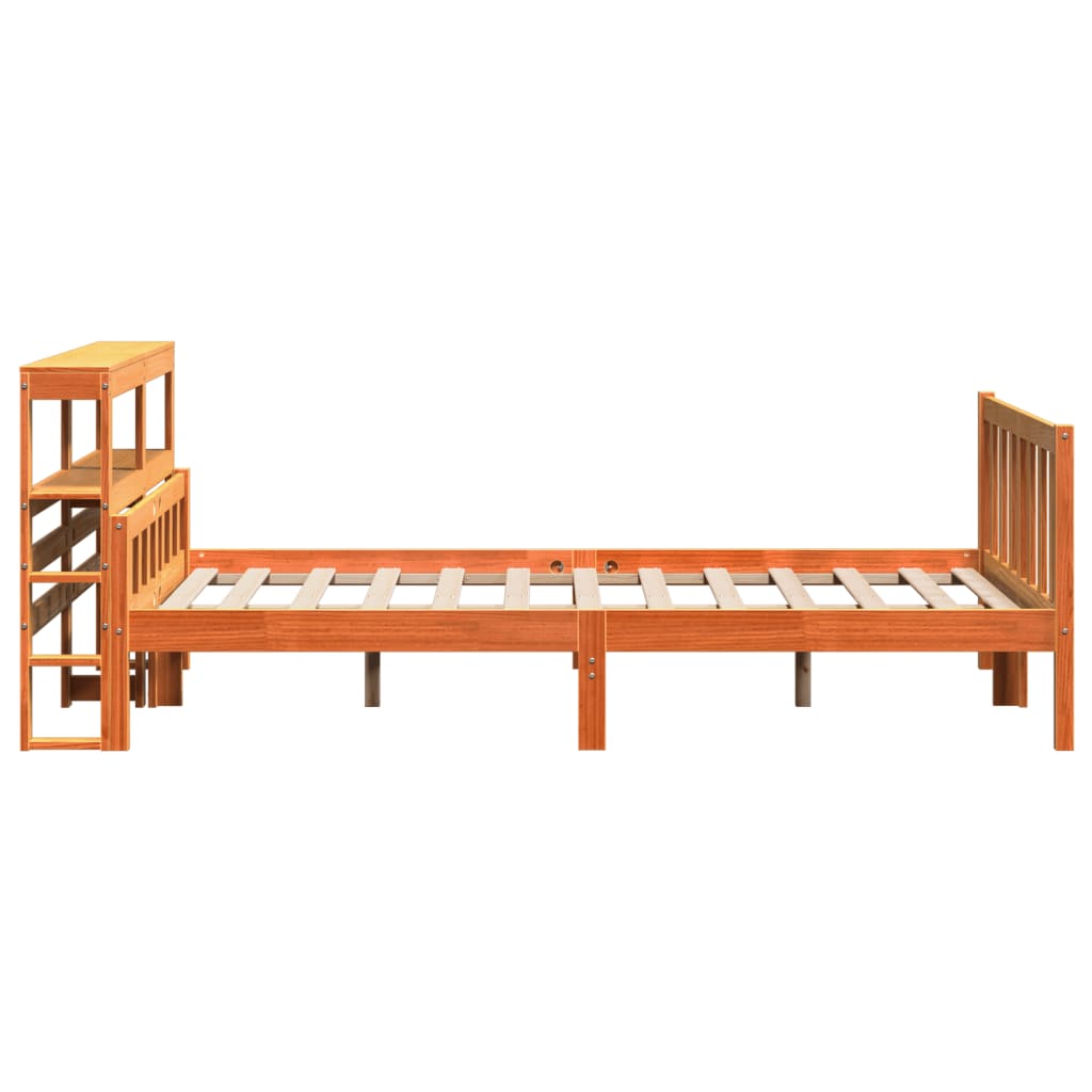 Bedframe met hoofdbord massief grenenhout wasbruin 150x200 cm