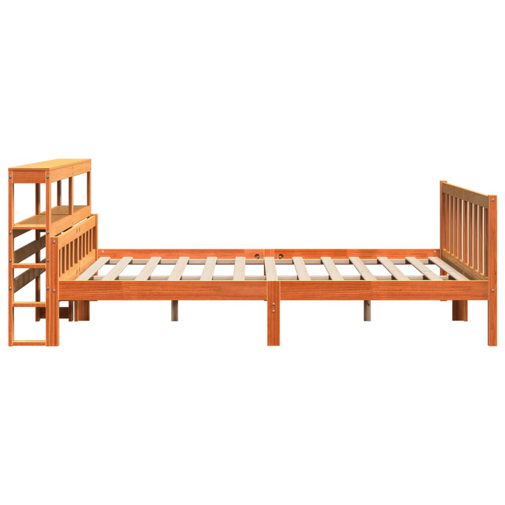 Bedframe met hoofdbord massief grenenhout wasbruin 180x200 cm