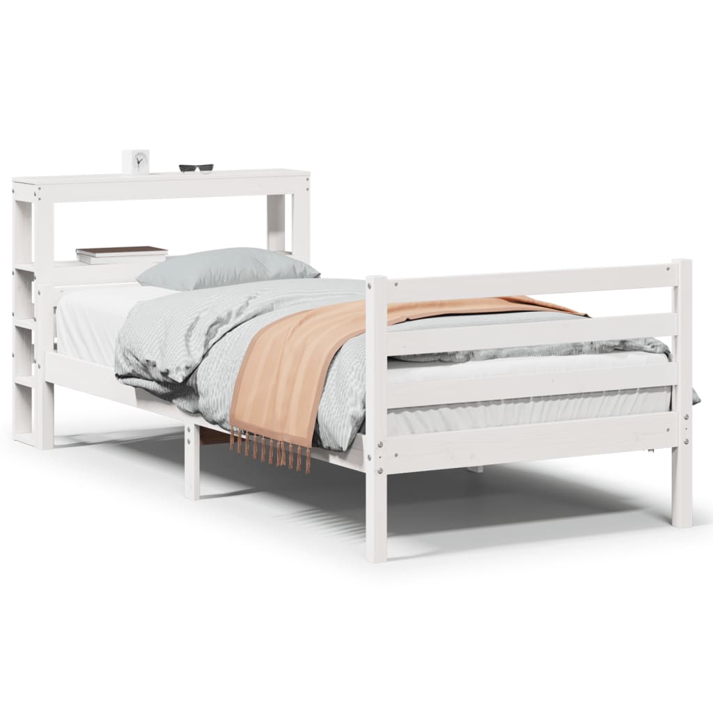 Bedframe met hoofdeinde zonder matras 90x200 cm wit