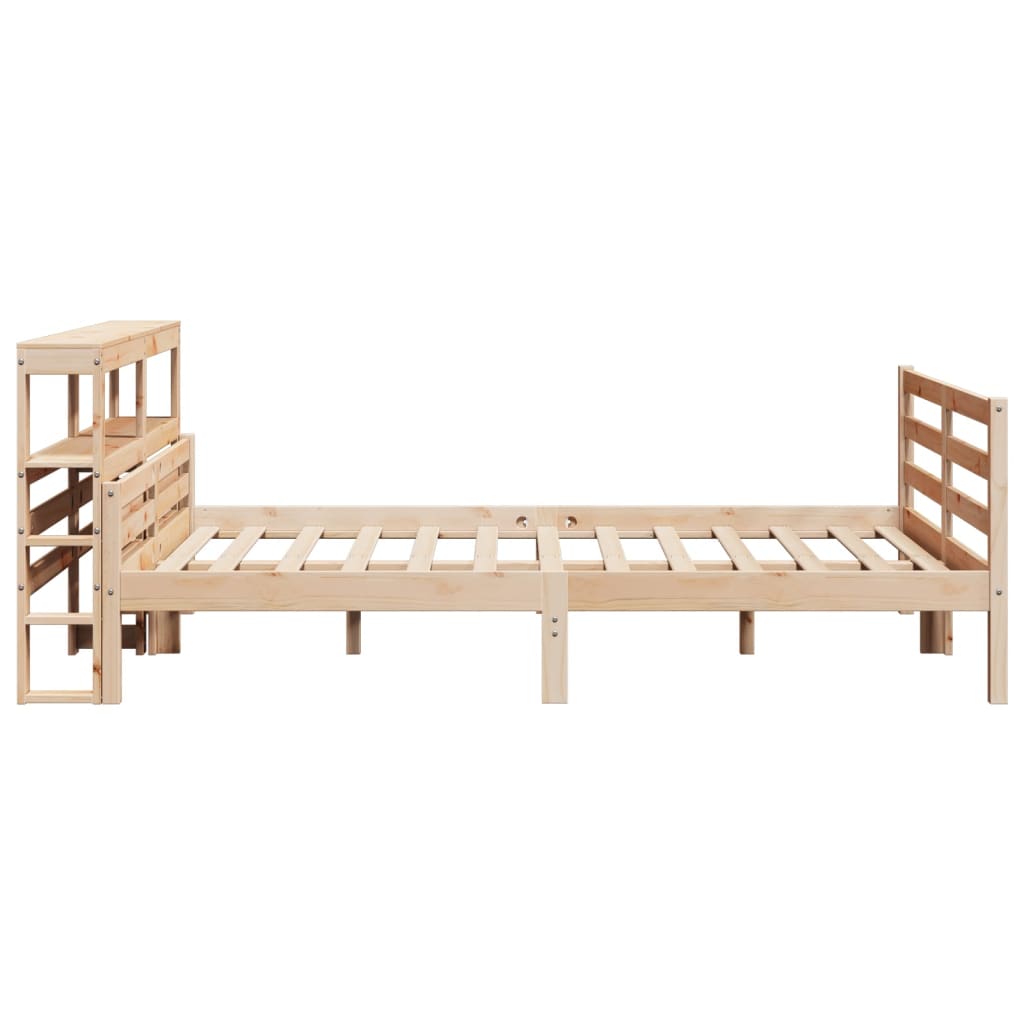 Bedframe met hoofdbord massief grenenhout wit 140x200 cm