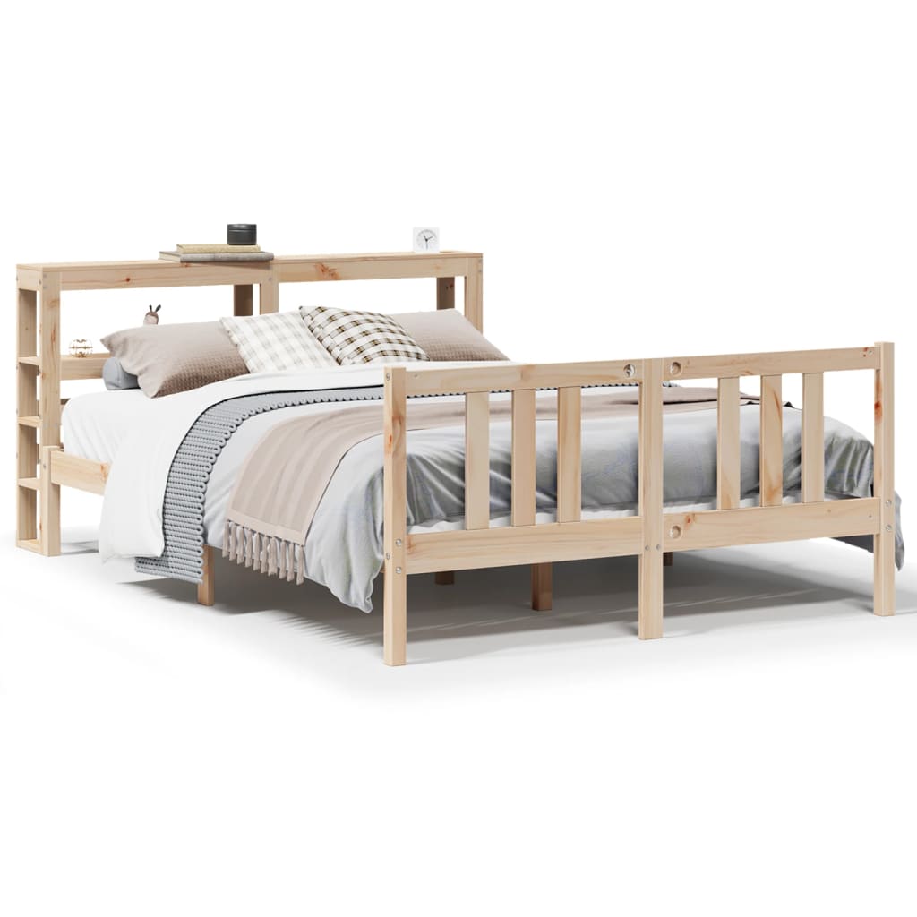 Bedframe met hoofdbord massief grenenhout 140x190 cm Bedden & bedframes | Creëer jouw Trendy Thuis | Gratis bezorgd & Retour | Trendy.nl