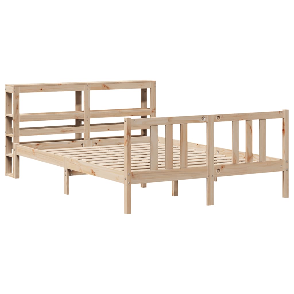 Bedframe met hoofdbord massief grenenhout 140x190 cm Bedden & bedframes | Creëer jouw Trendy Thuis | Gratis bezorgd & Retour | Trendy.nl