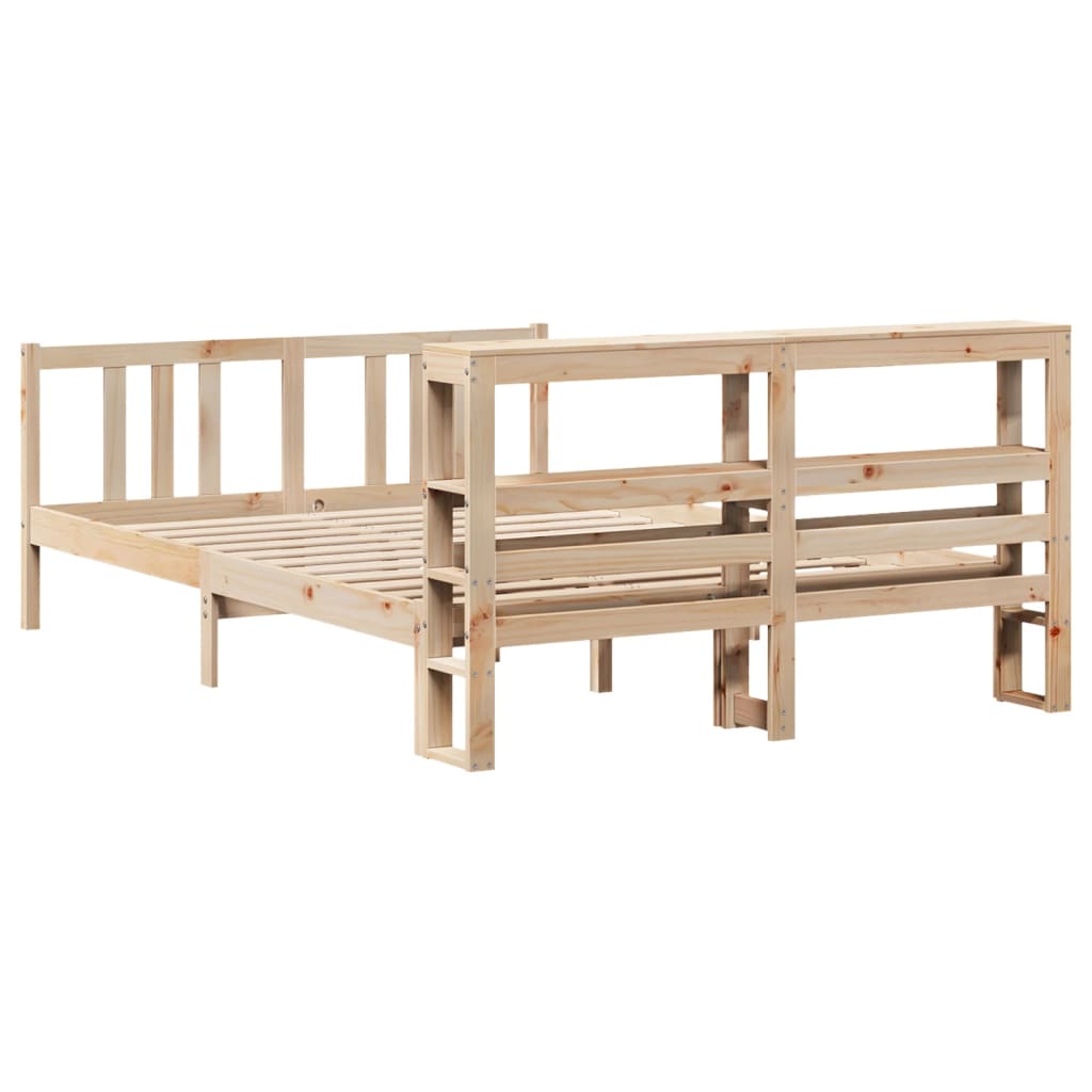 Bedframe met hoofdbord massief grenenhout 140x190 cm Bedden & bedframes | Creëer jouw Trendy Thuis | Gratis bezorgd & Retour | Trendy.nl