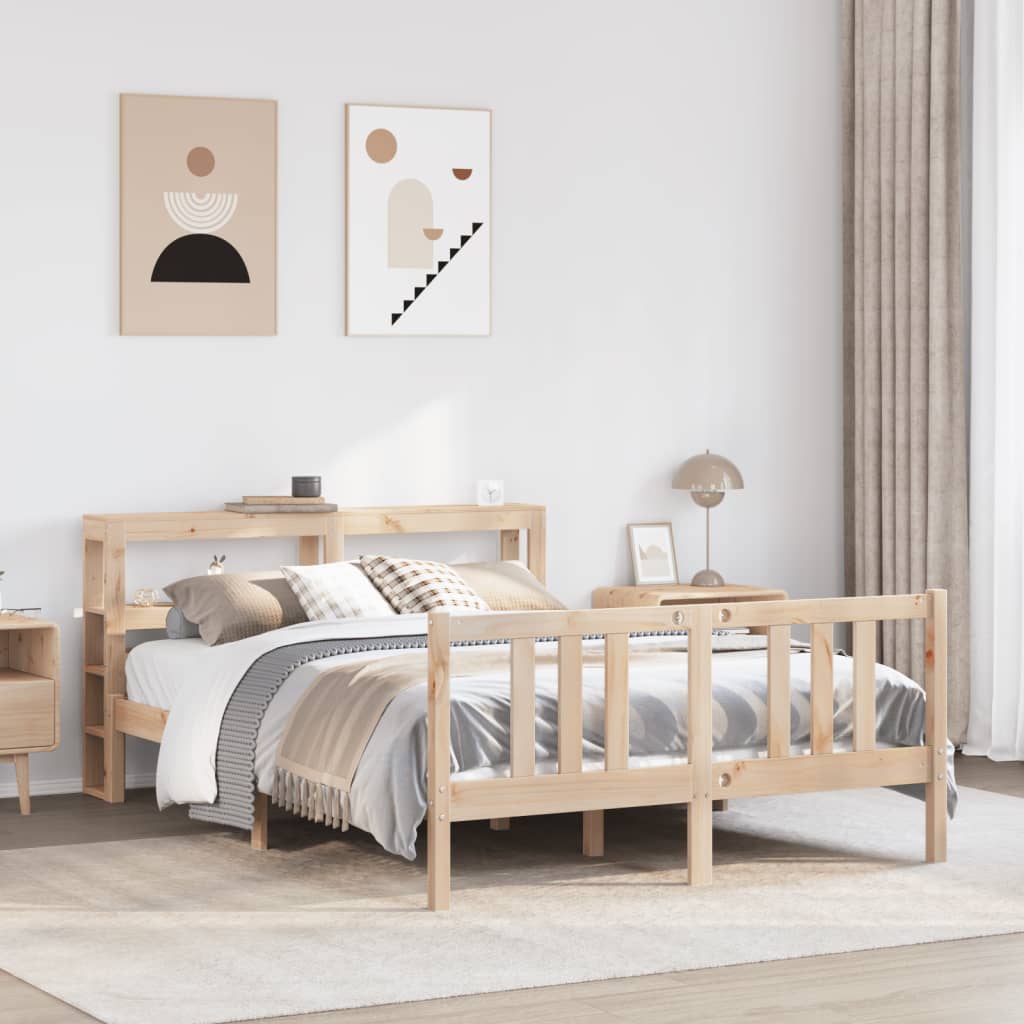 Bedframe met hoofdbord massief grenenhout 140x190 cm Bedden & bedframes | Creëer jouw Trendy Thuis | Gratis bezorgd & Retour | Trendy.nl