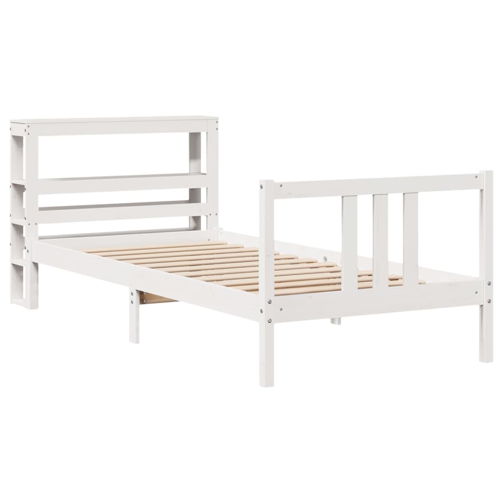 Bedframe met hoofdeinde zonder matras 90x200 cm wit