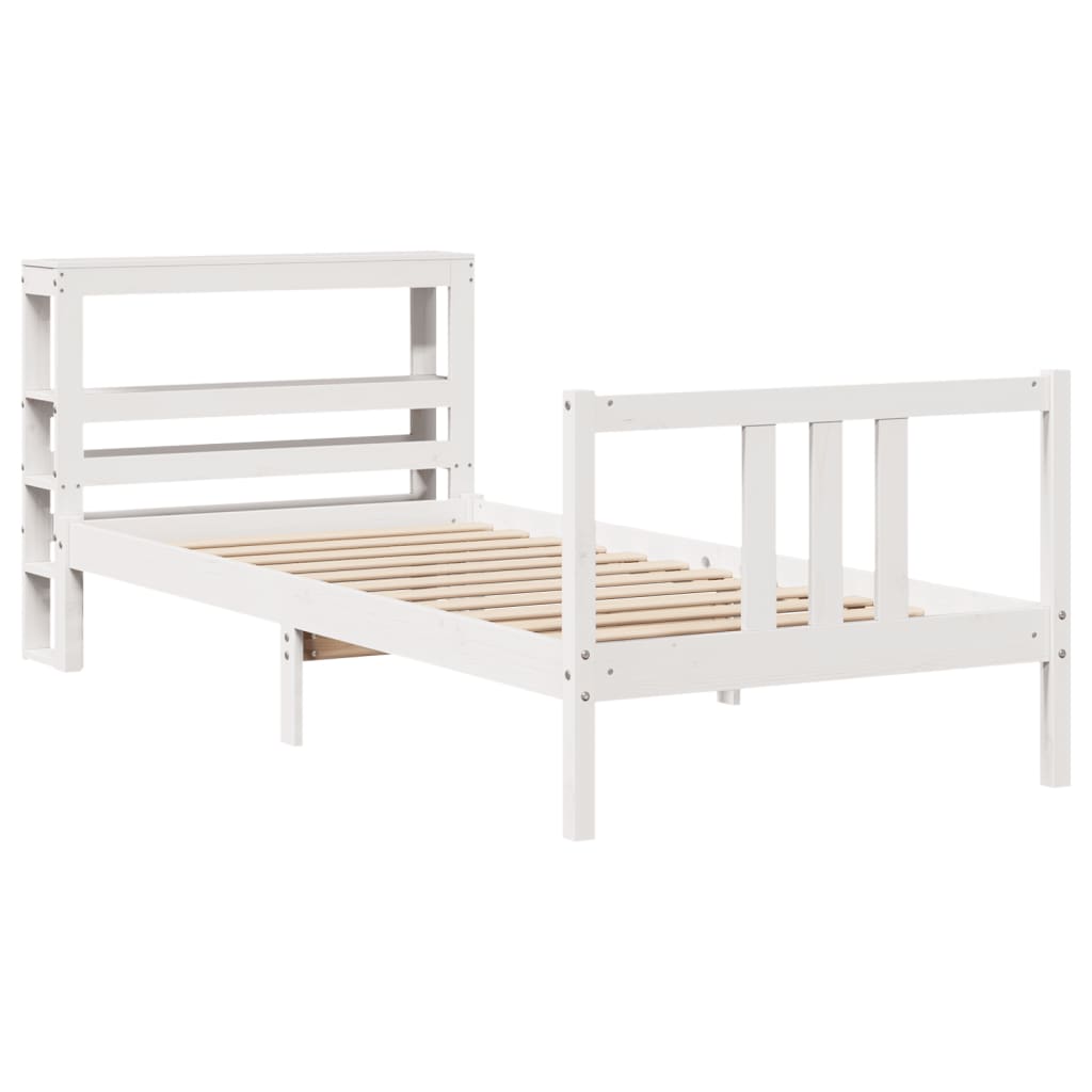 Bedframe met hoofdeinde zonder matras 100x200 cm wit