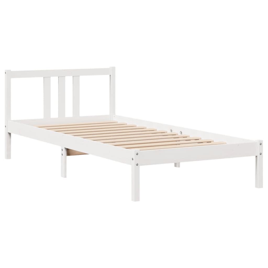 Bedframe met hoofdeinde zonder matras 100x200 cm wit