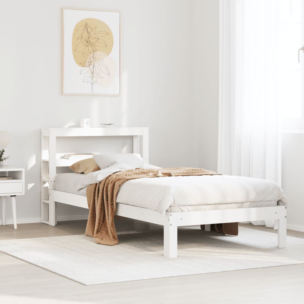 Bedframe met hoofdbord massief grenenhout wit 75x190 cm Bedden & bedframes | Creëer jouw Trendy Thuis | Gratis bezorgd & Retour | Trendy.nl