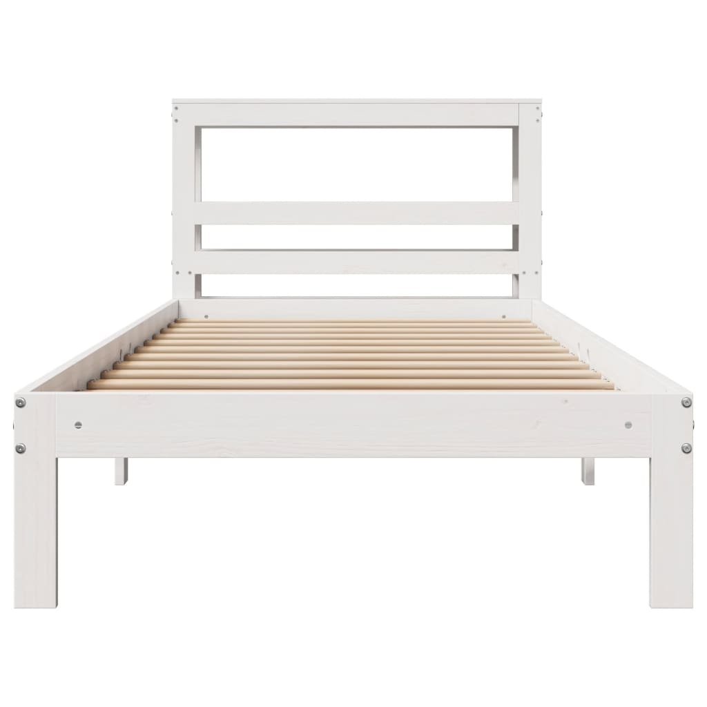 Bedframe met hoofdbord massief grenenhout wit 75x190 cm Bedden & bedframes | Creëer jouw Trendy Thuis | Gratis bezorgd & Retour | Trendy.nl