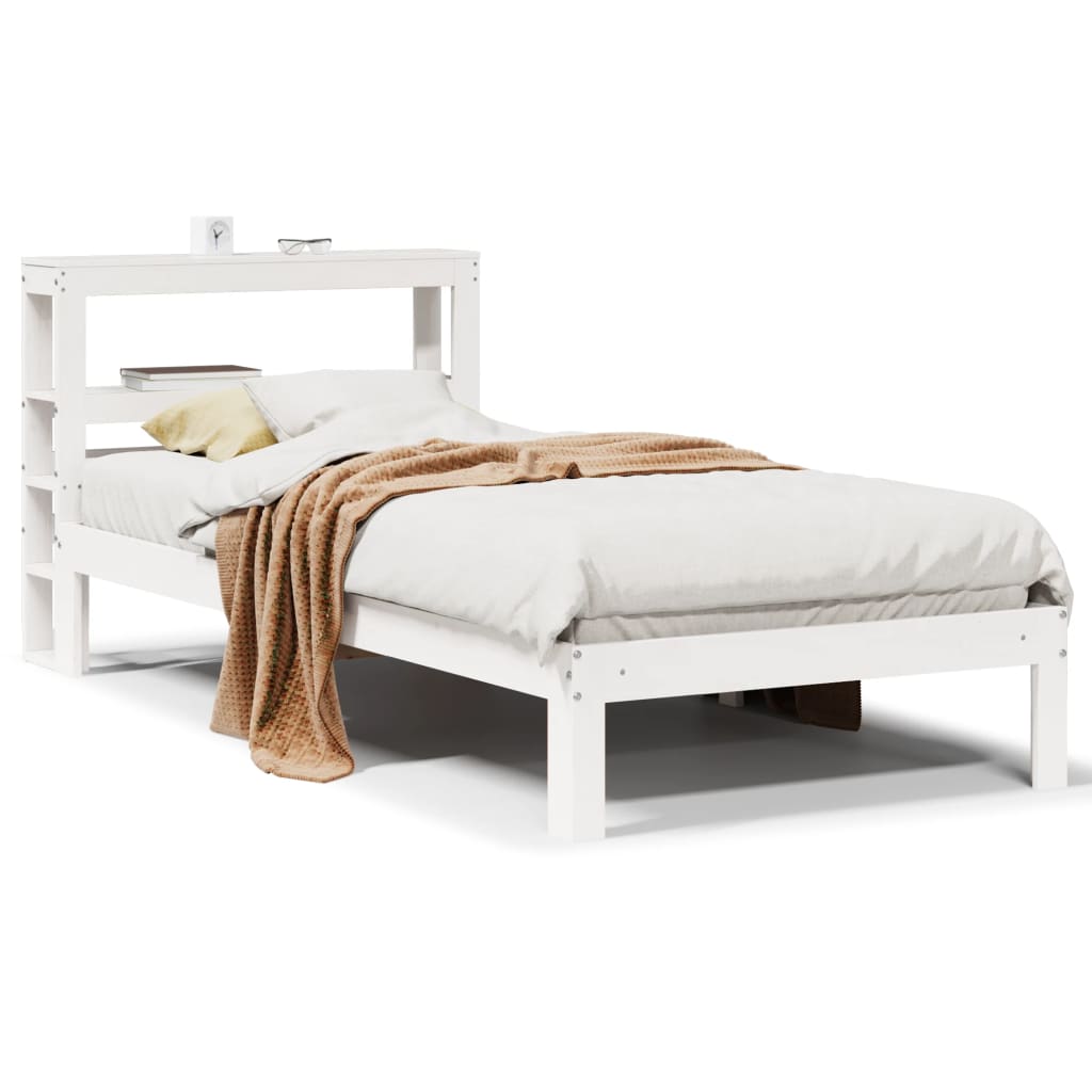 Bedframe met hoofdbord massief grenenhout wit 75x190 cm Bedden & bedframes | Creëer jouw Trendy Thuis | Gratis bezorgd & Retour | Trendy.nl