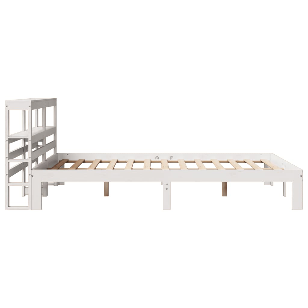 Bedframe met hoofdbord massief grenenhout wit 120x190 cm