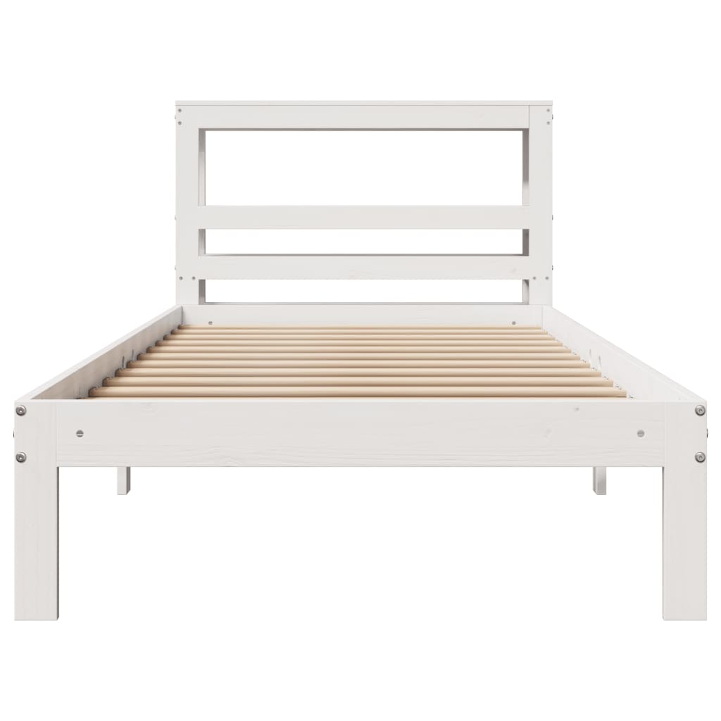 Bedframe met hoofdeinde zonder matras 90x200 cm wit