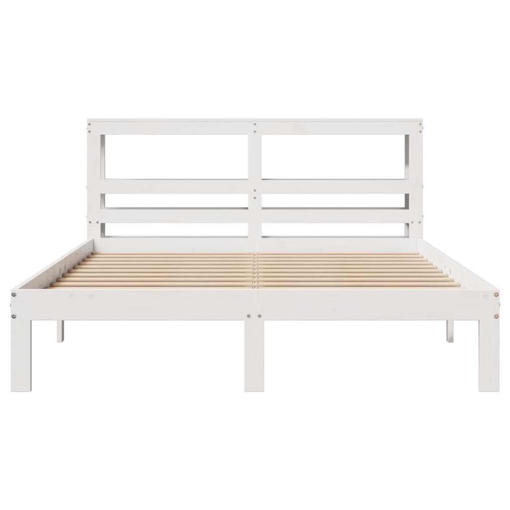 Bedframe met hoofdeinde zonder matras 120x200 cm wit