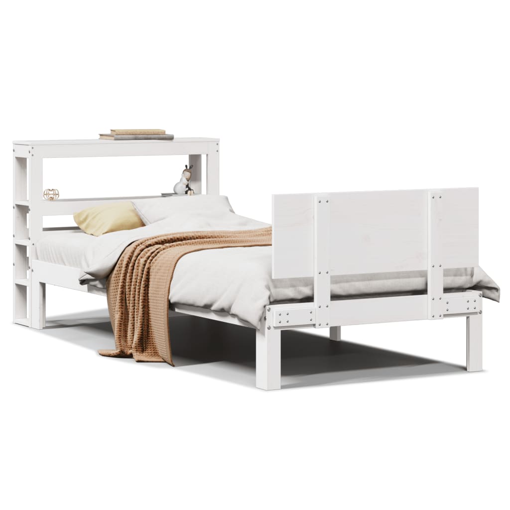 Bedframe met hoofdeinde zonder matras 90x190 cm wit