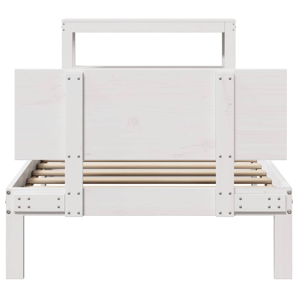 Bedframe met hoofdeinde zonder matras 90x190 cm wit