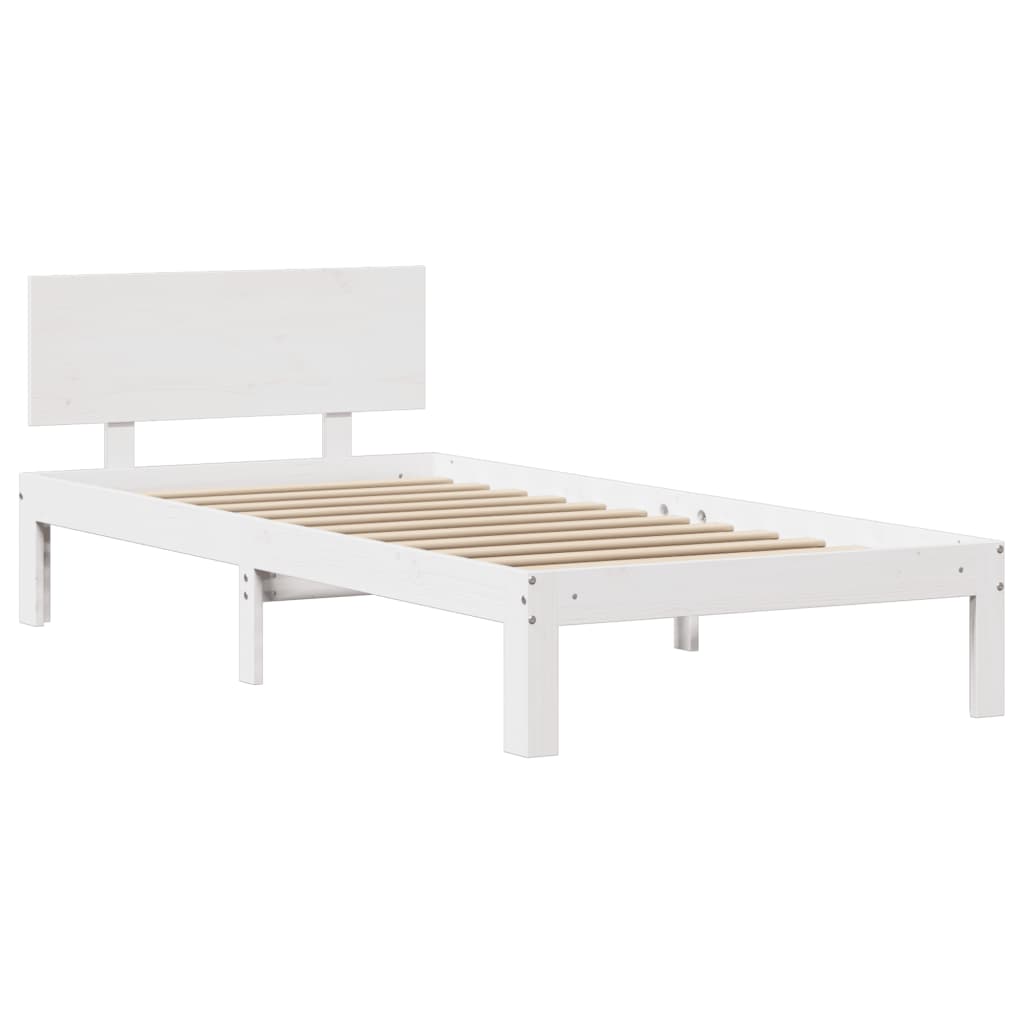 Bedframe met hoofdeinde zonder matras 90x190 cm wit