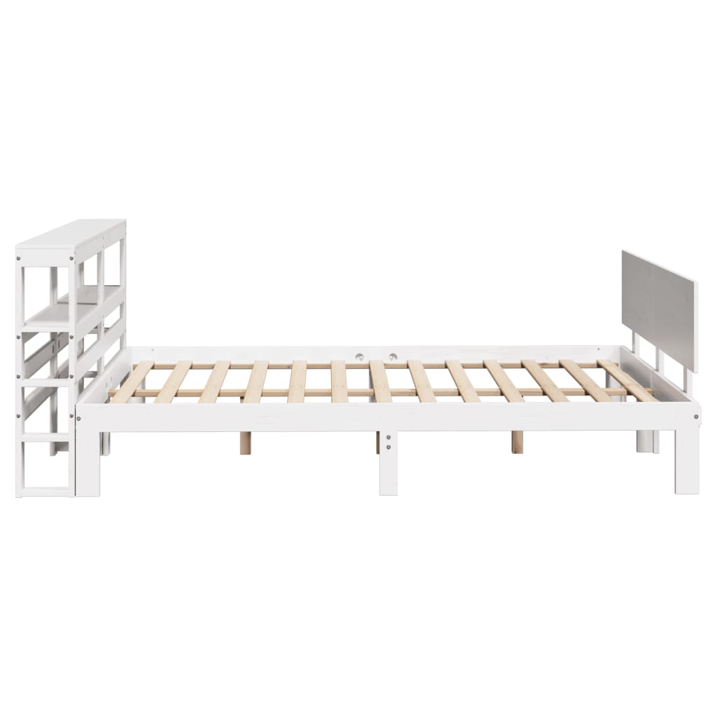 Bedframe met hoofdbord massief grenenhout wit 120x190 cm