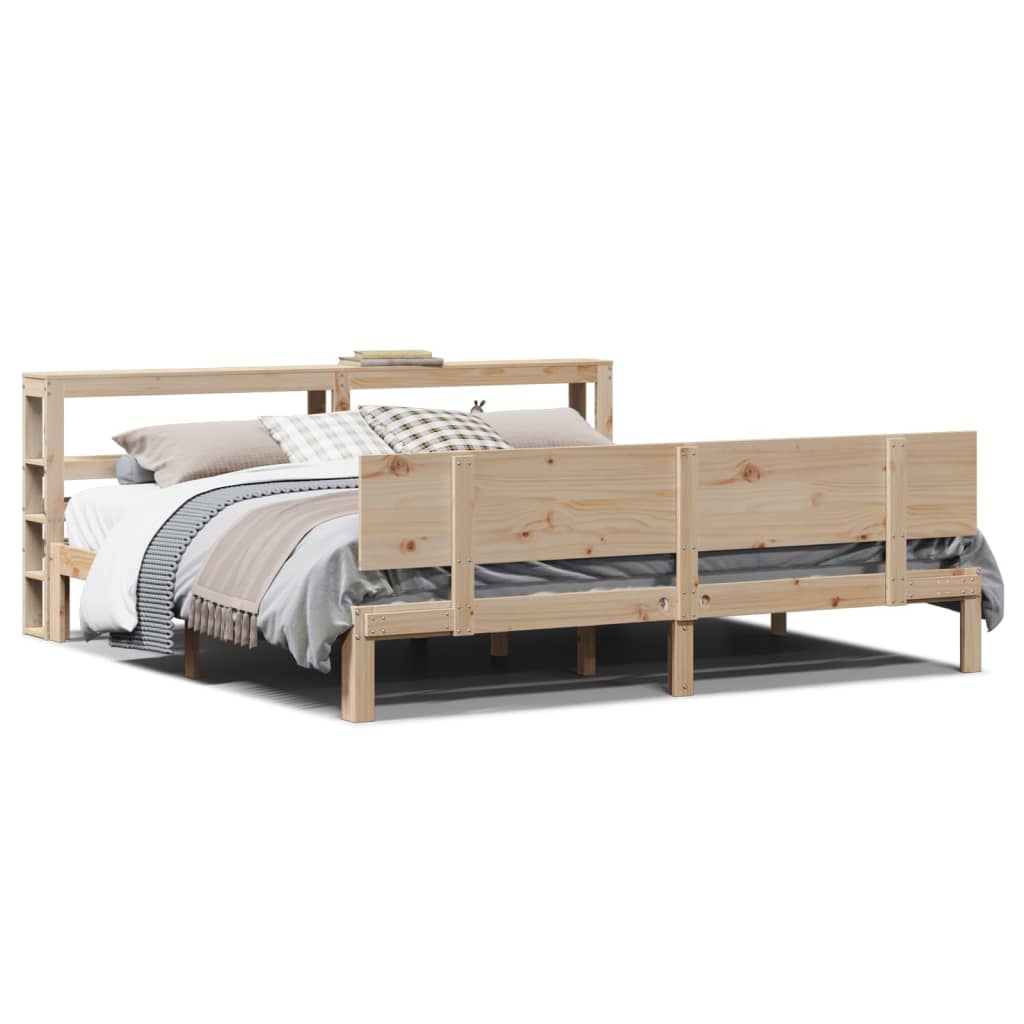 Bedframe met hoofdbord massief grenenhout 180x200 cm