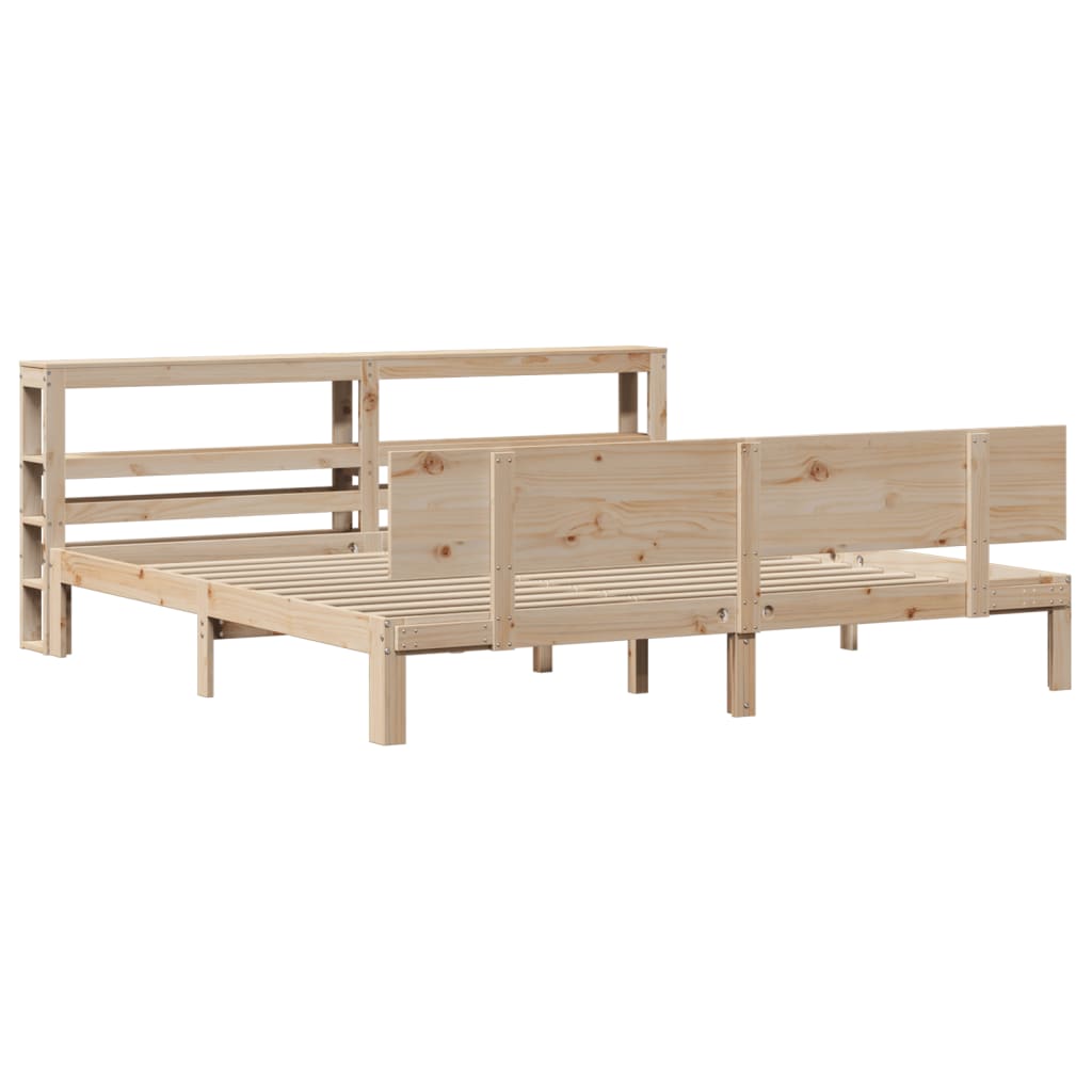 Bedframe met hoofdbord massief grenenhout 180x200 cm