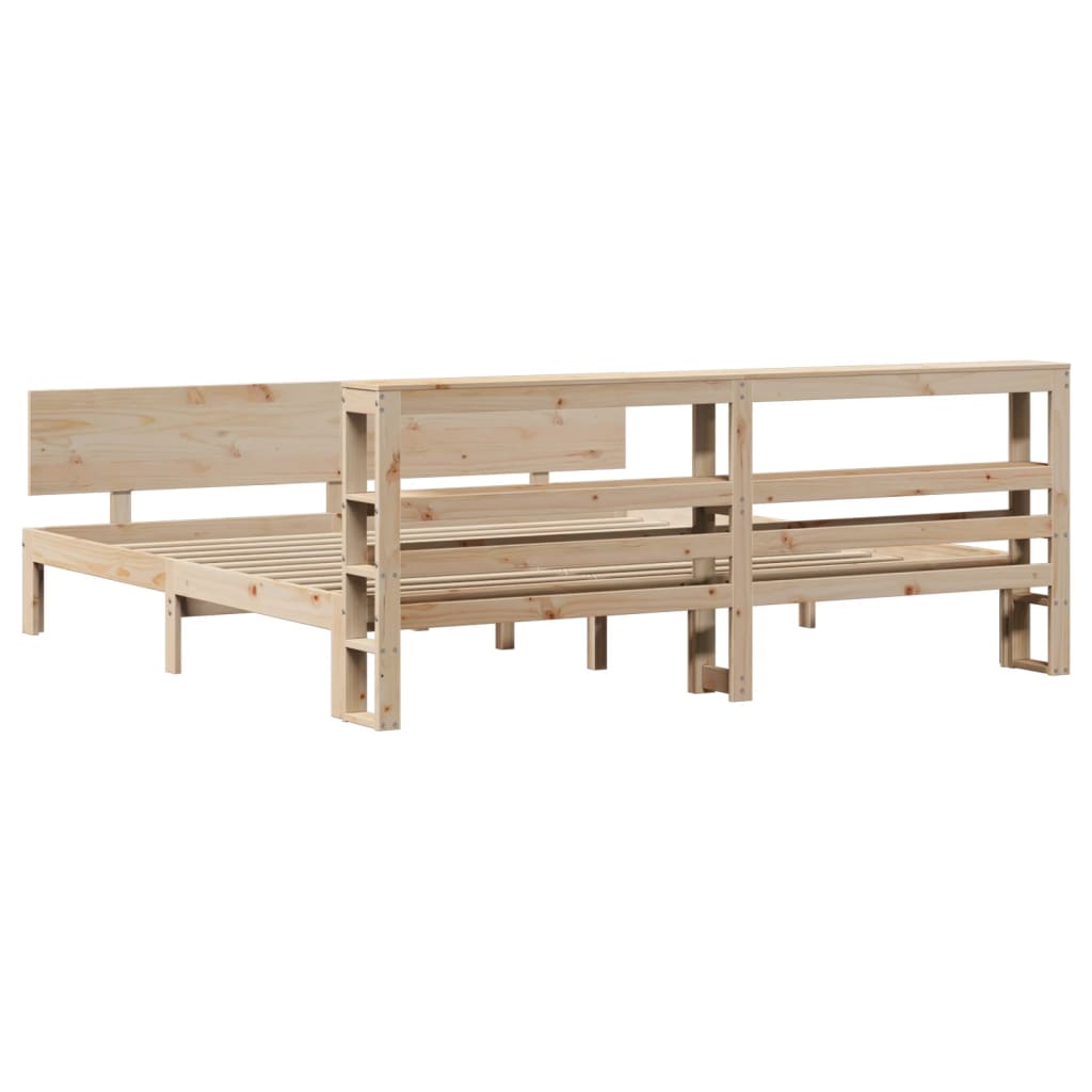 Bedframe met hoofdbord massief grenenhout 180x200 cm