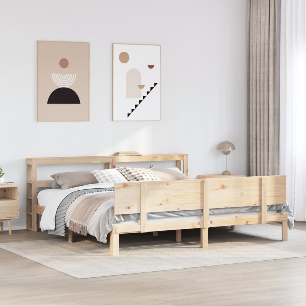 Bedframe met hoofdbord massief grenenhout 180x200 cm