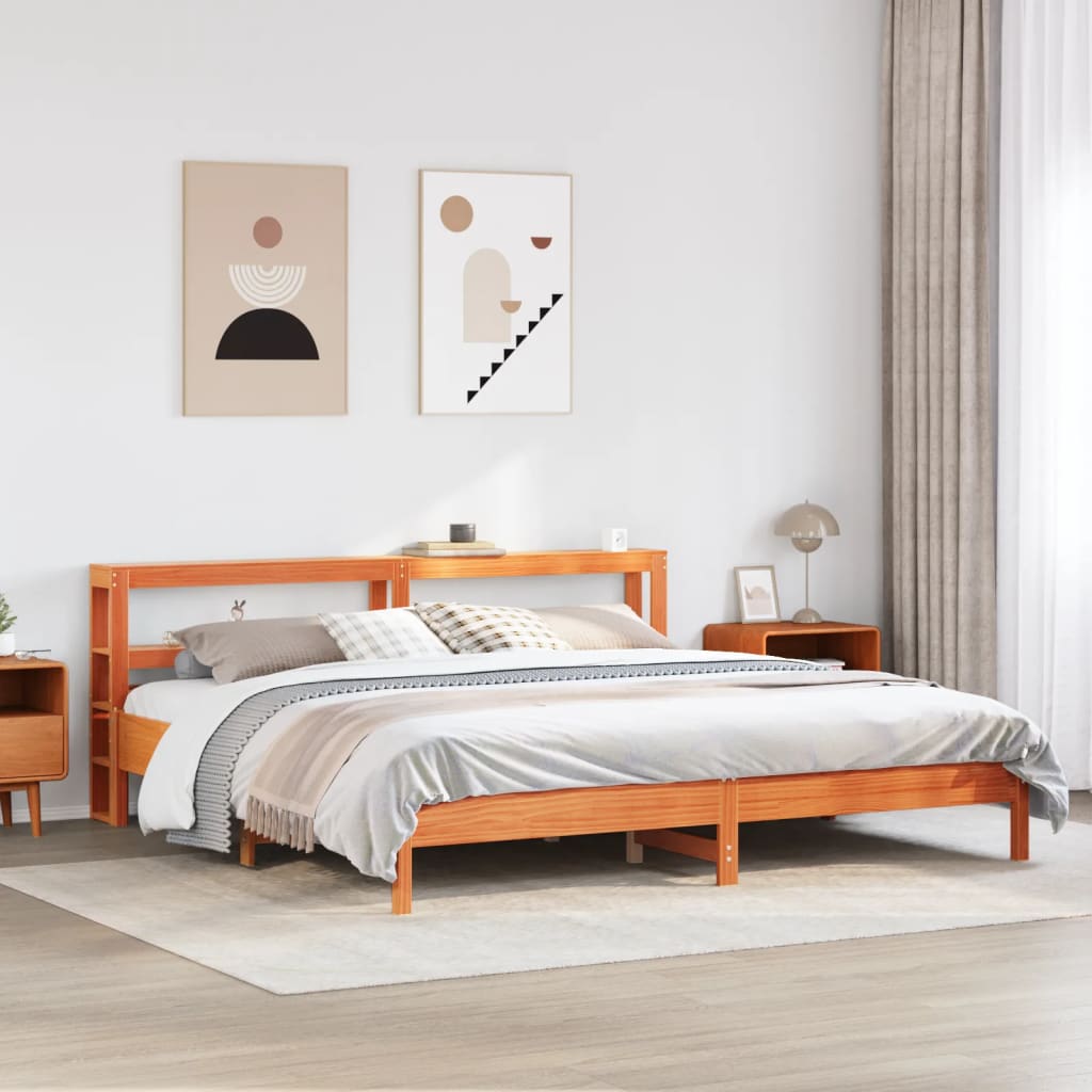 Bedframe zonder matras massief grenenhout wasbruin 180x200 cm Bedden & bedframes | Creëer jouw Trendy Thuis | Gratis bezorgd & Retour | Trendy.nl