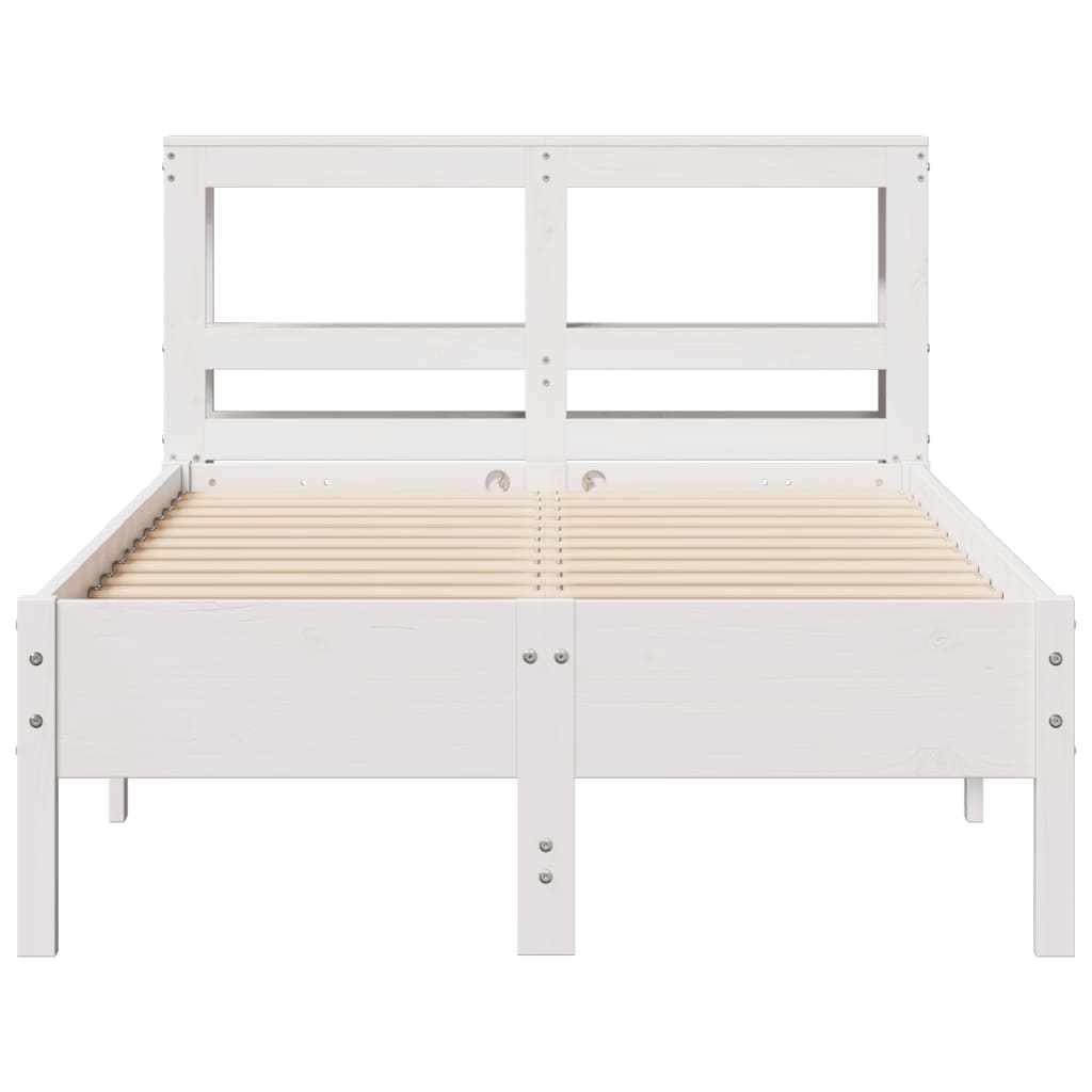 Bedframe zonder matras massief grenenhout wit 90x200 cm