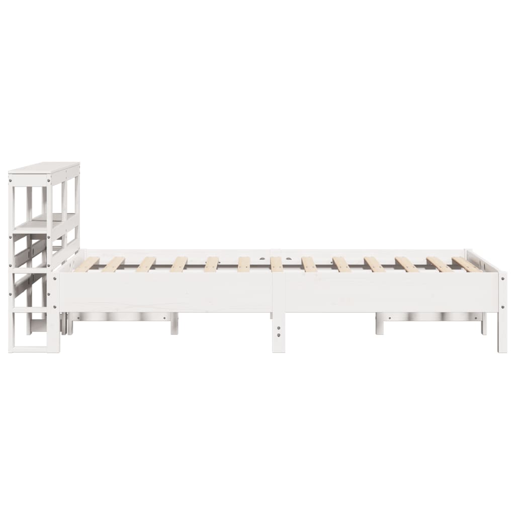 Bedframe zonder matras massief grenenhout wit 90x200 cm