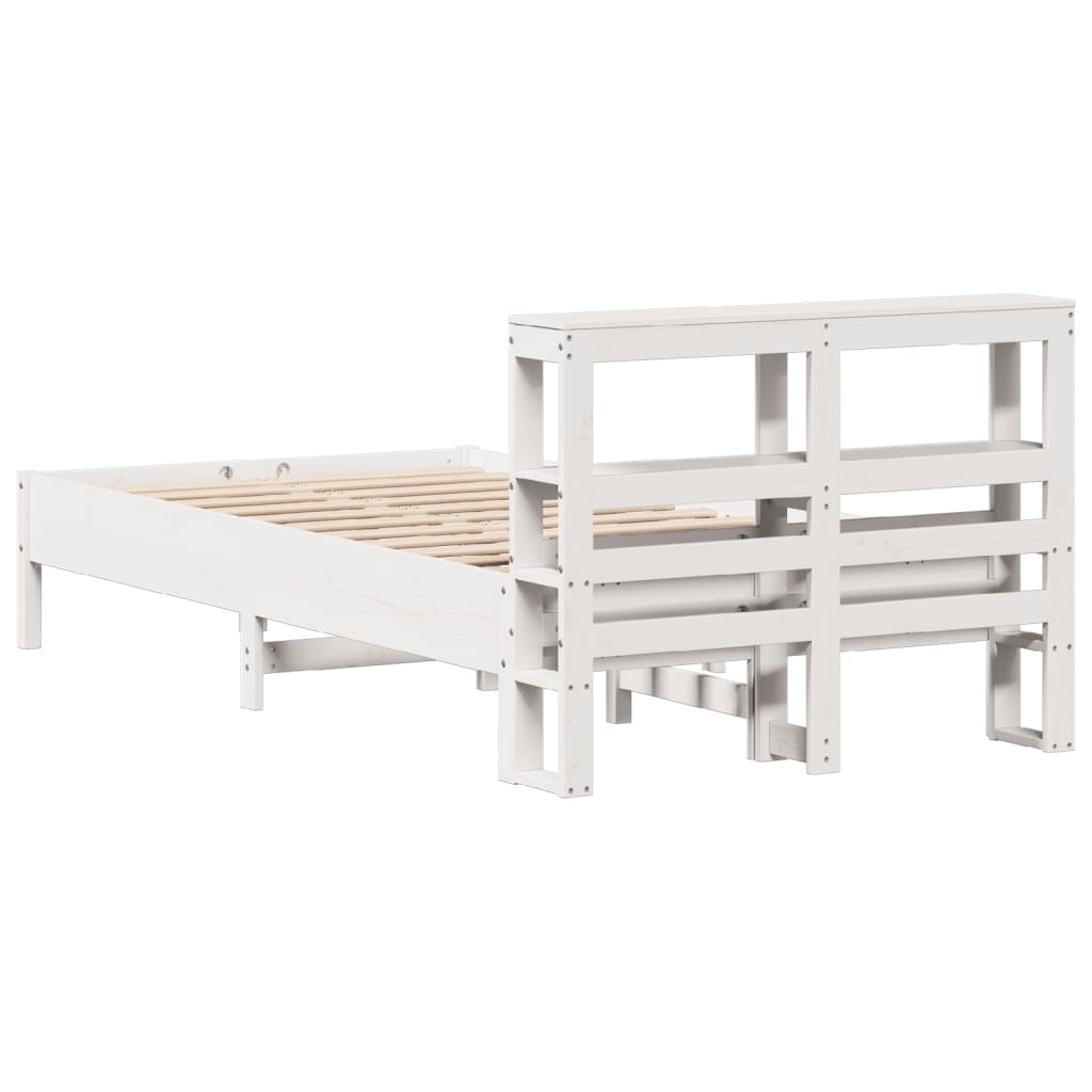 Bedframe zonder matras massief grenenhout wit 90x190 cm