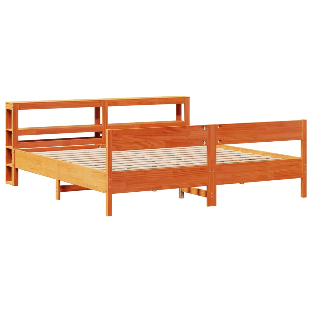 Bedframe zonder matras massief grenenhout wasbruin 200x200 cm Bedden & bedframes | Creëer jouw Trendy Thuis | Gratis bezorgd & Retour | Trendy.nl